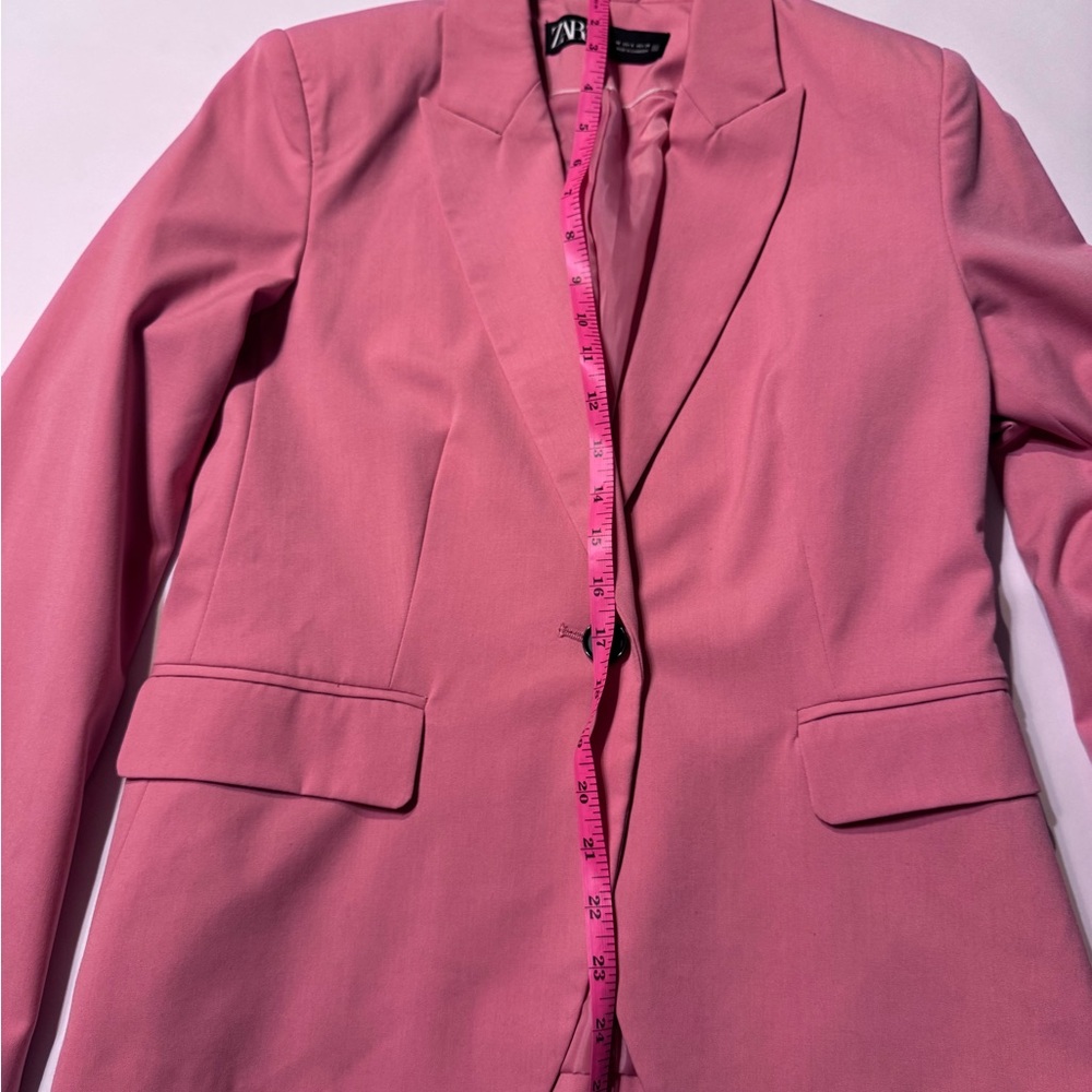 Zara Basic Pink Button Up Blazer Usa 6 Preppy Off… - image 6